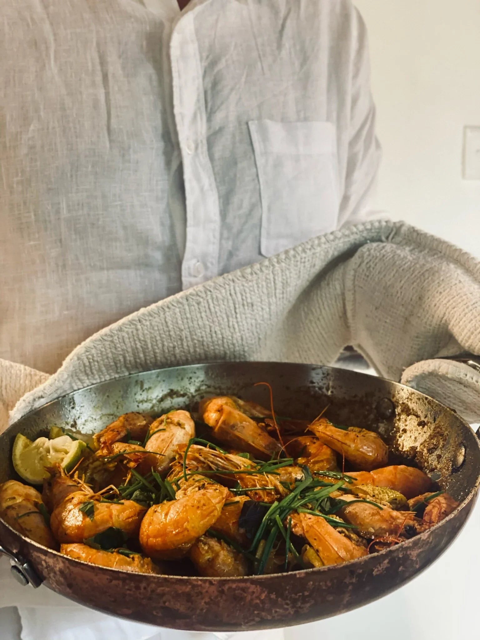 Summer herb grilled prawns