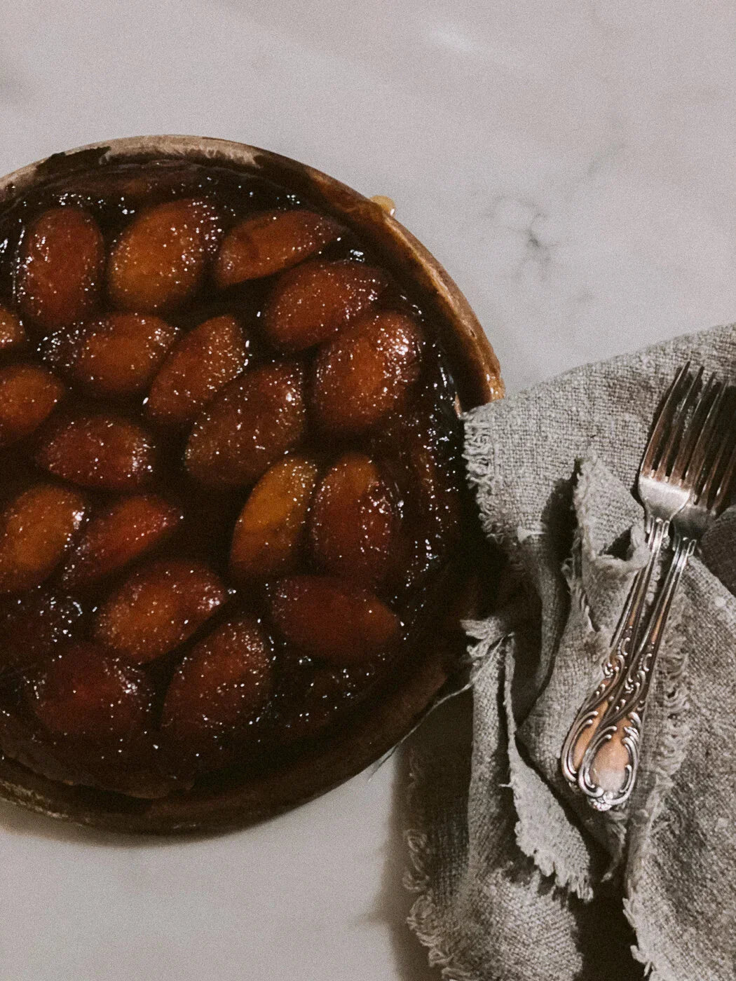 Spiced Wine + Plum Tart Tatin