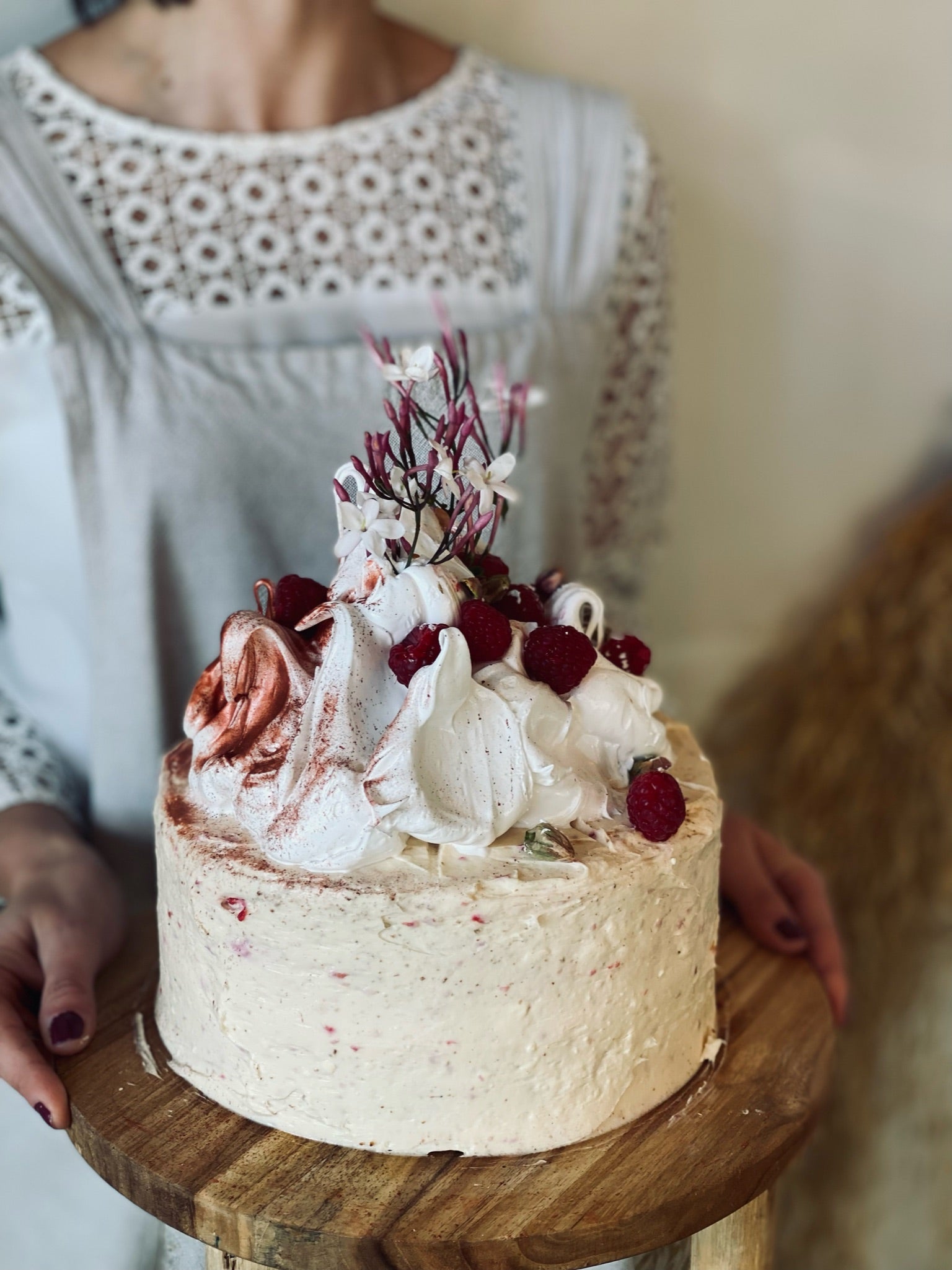 Raspberry + Pistachio cake
